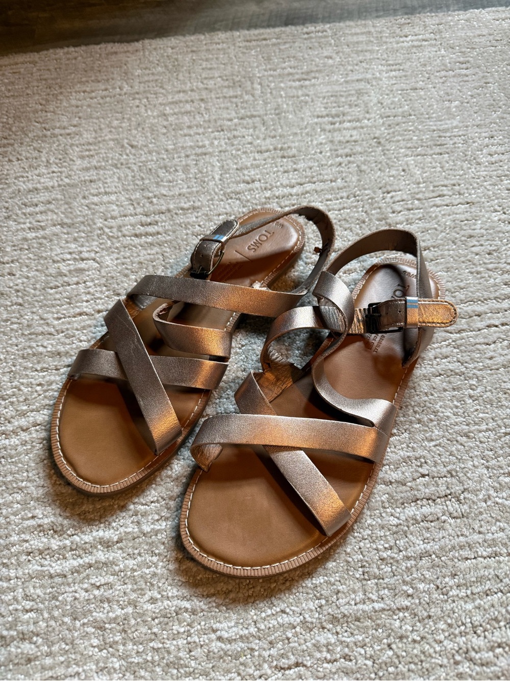 TOMS Women's Metallic Bronze Strappy Sandals
